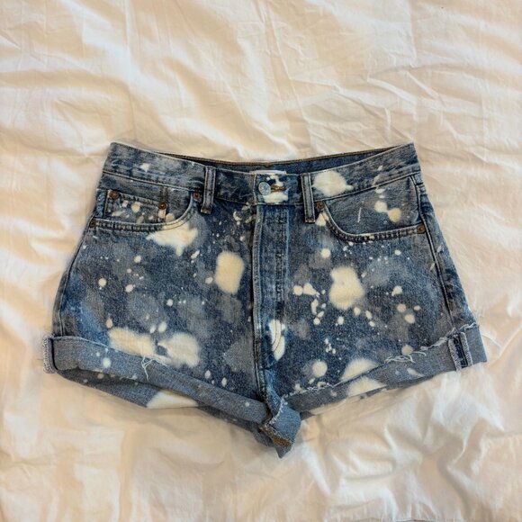 Re/Done Splash Denim 70's High Rise Shorts, Size 29 - Picture 6 of 7